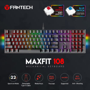 TIPKOVNICA GAMING ŽIČNA MEHANIČKA FANTECH MAX FIT 108 R.S. MK855RGB CRNA