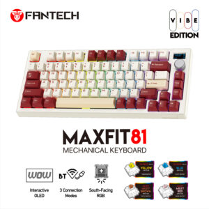 TIPKOVNICA GAMING BEŽIČNA MEHANIČKA FANTECH MAX FIT 81 YS MK910VIBE RP BEŽ-CRNA