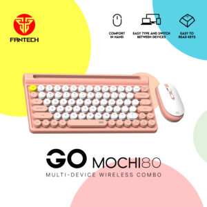 SET BEŽIČNI MIŠ I TIPKOVNICA FANTECH MOCHI 80 WK897 BRESKVA-BIJELA