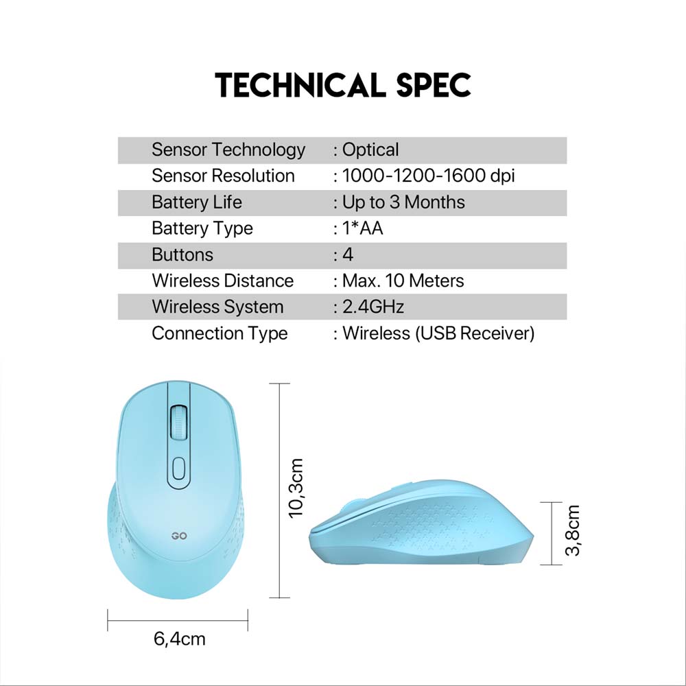 MIŠ BEŽIČNI FANTECH 1000-1200-1600 DPI W606 CRNI - Slika 3