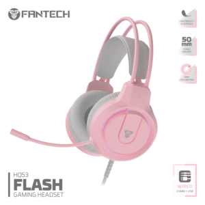 SLUŠALICE ŽIČNE GAMING FANTECH 3.5 mm + MIKROFON FLASH HQ53 ROZA