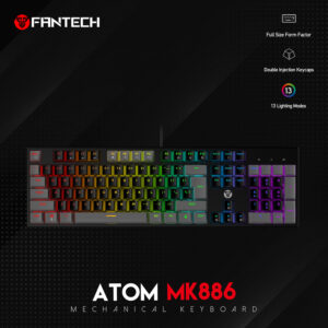 TIPKOVNICA GAMING ŽIČNA MEHANIČKA FANTECH ATOM104 RED SW. MK886V2 CRNA