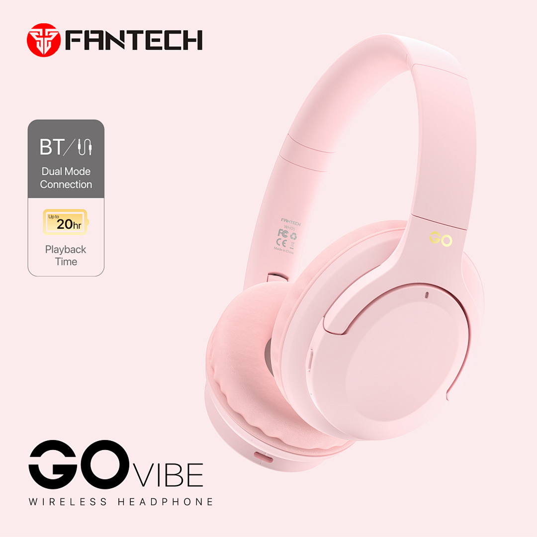 BLUETOOTH STEREO SLUŠALICE FANTECH BT5.3 3,5mm GO VIBE WH05-PK ROZA