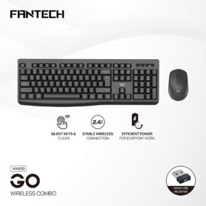 SET BEŽIČNI MIŠ I TIPKOVNICA FANTECH GO WK900 CRNI
