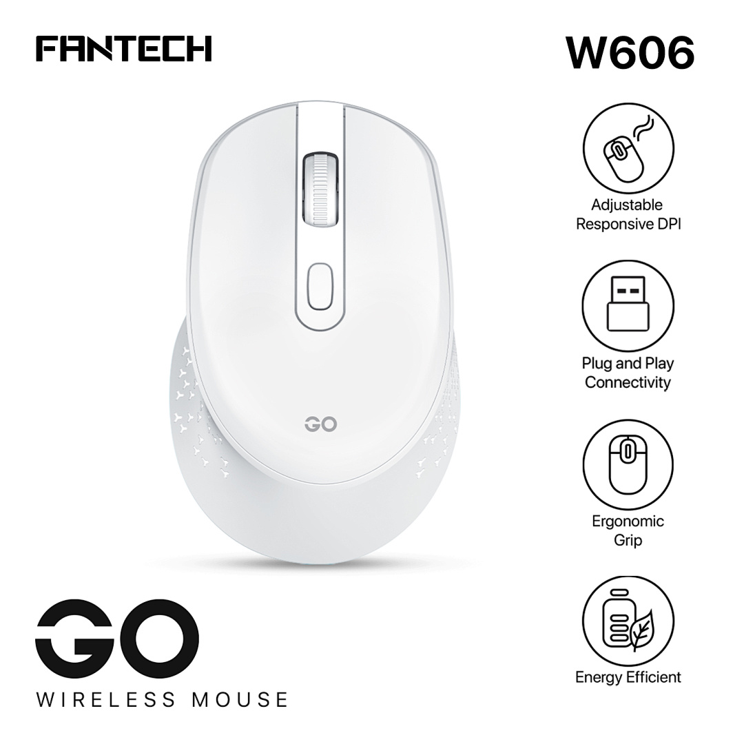 MIŠ BEŽIČNI FANTECH 1000-1200-1600 DPI W606 BIJELI